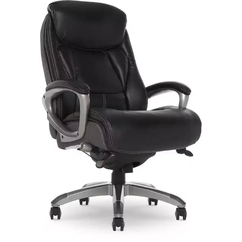 Serta Works Executive Office Chair with Smart Layers Technology Opportunity Gray: Ergonomic Bonded Leather, Adjustable Height, 275 lbs Capacity