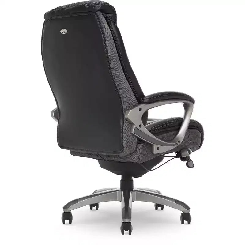 Serta Works Executive Office Chair with Smart Layers Technology Opportunity Gray: Ergonomic Bonded Leather, Adjustable Height, 275 lbs Capacity