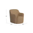 Poltrona girevole accentata HomePop imbottita, color cammello chiaro