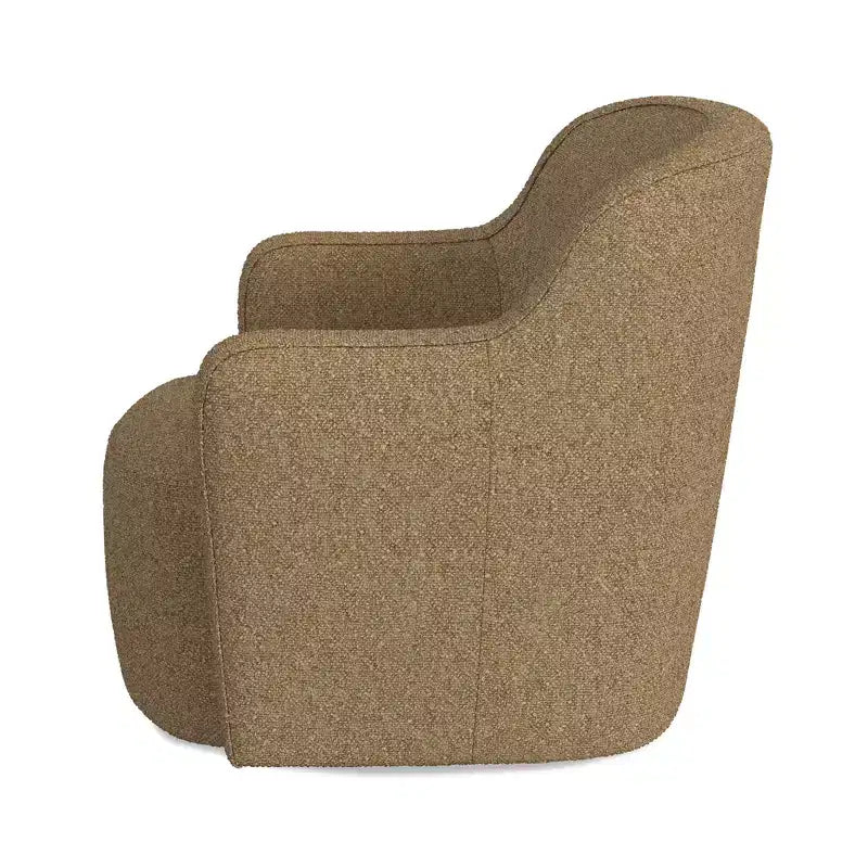 Poltrona girevole accentata HomePop imbottita, color cammello chiaro
