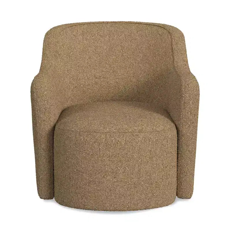 Poltrona girevole accentata HomePop imbottita, color cammello chiaro
