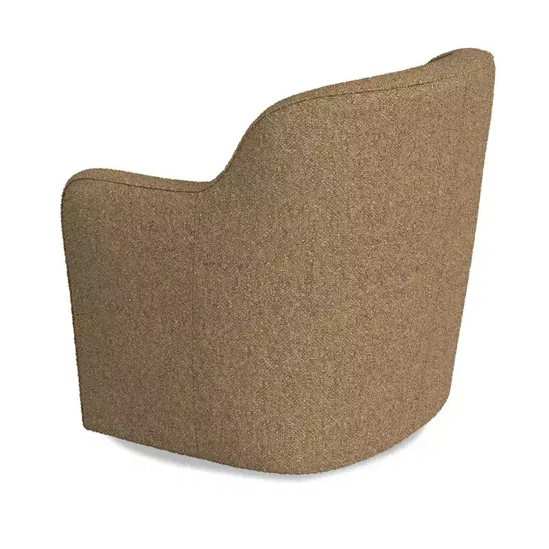 Poltrona girevole accentata HomePop imbottita, color cammello chiaro