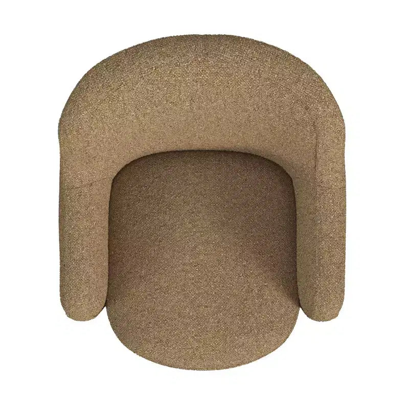 Poltrona girevole accentata HomePop imbottita, color cammello chiaro
