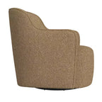 Poltrona girevole accentata HomePop imbottita, color cammello chiaro