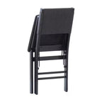 Set di 2 sedie pieghevoli moderne di metà secolo Linon Thames con schienale in corda e seduta imbottita, colore nero: legno di gomma, rivestimento in poliestere, nessun assemblaggio richiesto