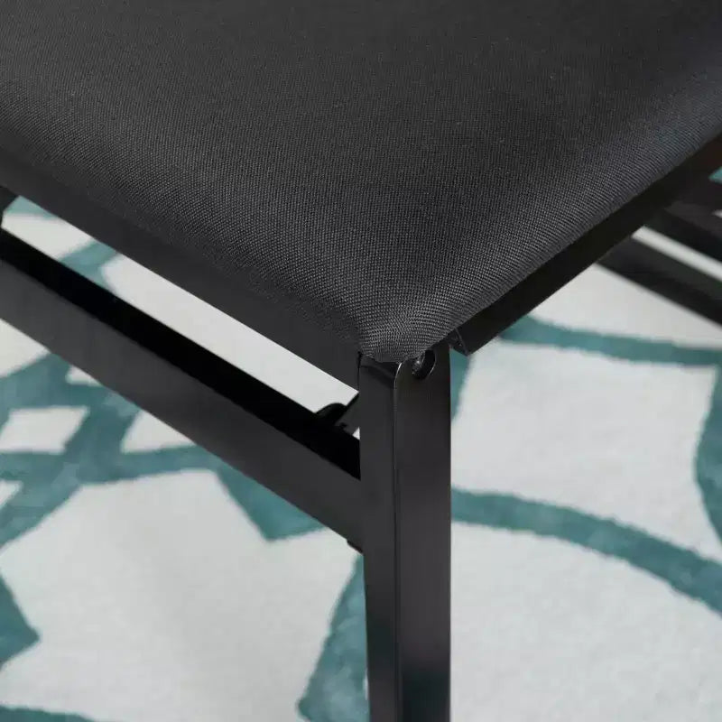 Set di 2 sedie pieghevoli moderne di metà secolo Linon Thames con schienale in corda e seduta imbottita, colore nero: legno di gomma, rivestimento in poliestere, nessun assemblaggio richiesto