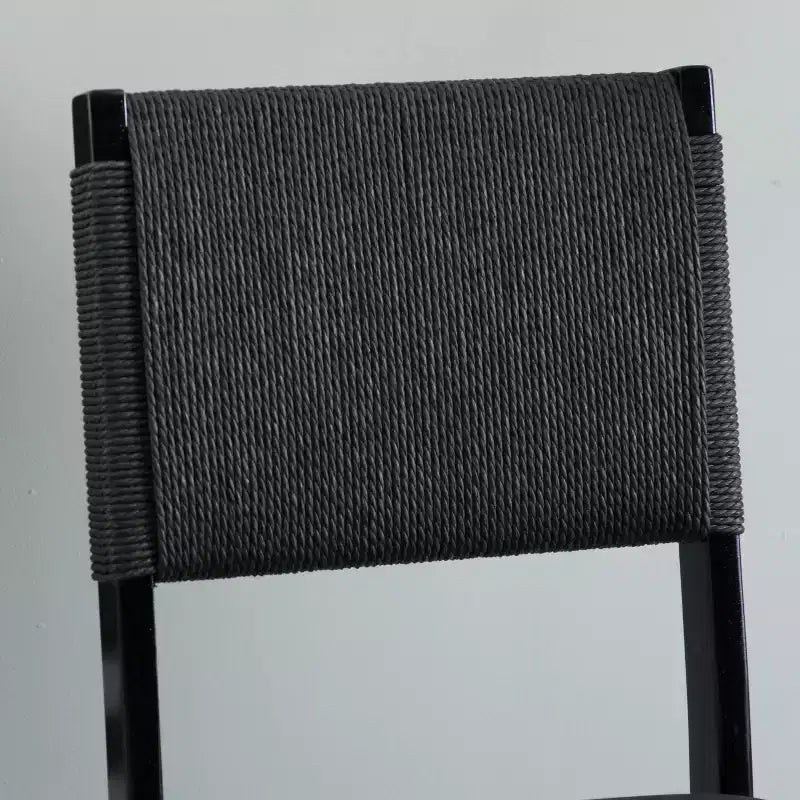 Set di 2 sedie pieghevoli moderne di metà secolo Linon Thames con schienale in corda e seduta imbottita, colore nero: legno di gomma, rivestimento in poliestere, nessun assemblaggio richiesto