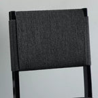 Set di 2 sedie pieghevoli moderne di metà secolo Linon Thames con schienale in corda e seduta imbottita, colore nero: legno di gomma, rivestimento in poliestere, nessun assemblaggio richiesto