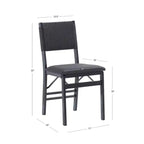 Set di 2 sedie pieghevoli moderne di metà secolo Linon Thames con schienale in corda e seduta imbottita, colore nero: legno di gomma, rivestimento in poliestere, nessun assemblaggio richiesto