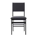 Set di 2 sedie pieghevoli moderne di metà secolo Linon Thames con schienale in corda e seduta imbottita, colore nero: legno di gomma, rivestimento in poliestere, nessun assemblaggio richiesto