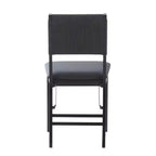 Set di 2 sedie pieghevoli moderne di metà secolo Linon Thames con schienale in corda e seduta imbottita, colore nero: legno di gomma, rivestimento in poliestere, nessun assemblaggio richiesto