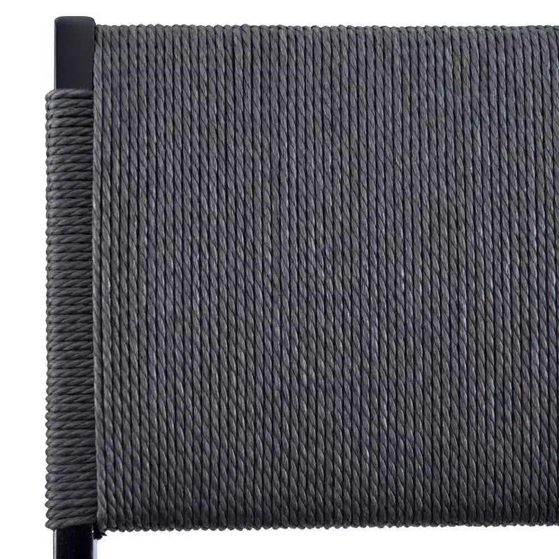Set di 2 sedie pieghevoli moderne di metà secolo Linon Thames con schienale in corda e seduta imbottita, colore nero: legno di gomma, rivestimento in poliestere, nessun assemblaggio richiesto