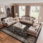 HOMES: Inside + Out Alsace Arm Chair Traditional Button Tufted Dark Cherry/Light Brown