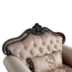 HOMES: Inside + Out Alsace Arm Chair Traditional Button Tufted Dark Cherry/Light Brown