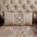 HOMES: Inside + Out Alsace Arm Chair Traditional Button Tufted Dark Cherry/Light Brown