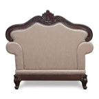HOMES: Inside + Out Alsace Arm Chair Traditional Button Tufted Dark Cherry/Light Brown