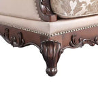 HOMES: Inside + Out Alsace Arm Chair Traditional Button Tufted Dark Cherry/Light Brown