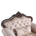 HOMES: Inside + Out Alsace Arm Chair Traditional Button Tufted Dark Cherry/Light Brown