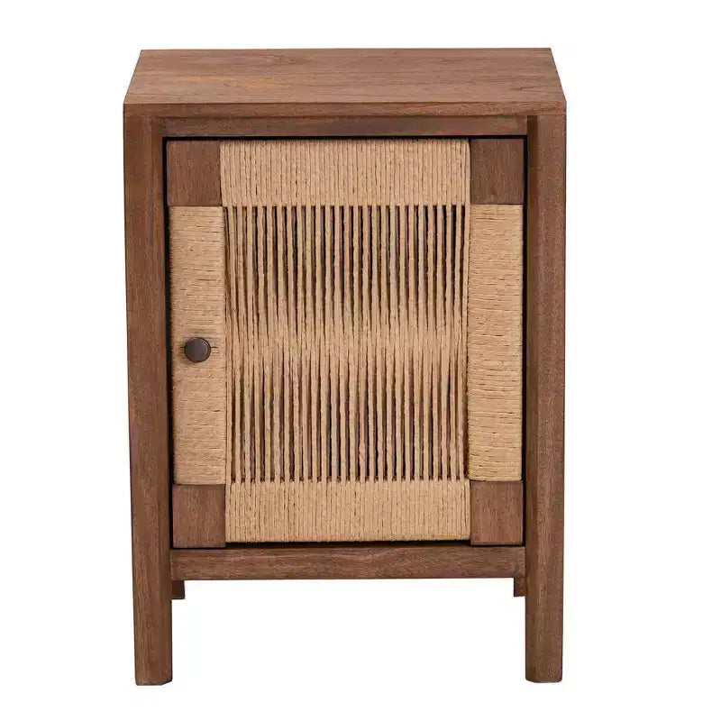 bali & pari Holitz Bayur Wood Nightstand Walnut Brown/Light Brown: 21.7" High, No Assembly Required