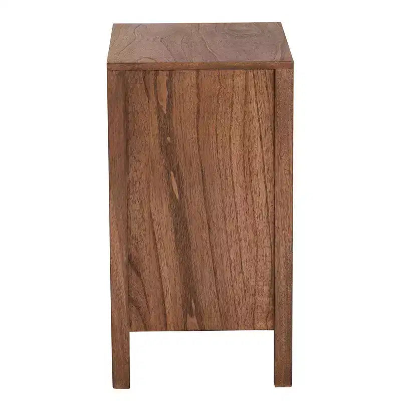 bali & pari Holitz Bayur Wood Nightstand Walnut Brown/Light Brown: 21.7" High, No Assembly Required