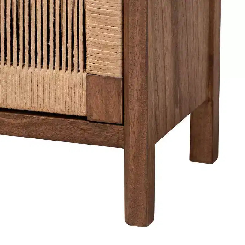 bali & pari Holitz Bayur Wood Nightstand Walnut Brown/Light Brown: 21.7" High, No Assembly Required