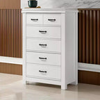 47" Dresser with 6 Drawers White - Benzara: Contemporary Bedroom Furniture, Space-Saving Design