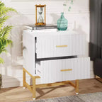 LITTLE TREE Nightstand Modern Fluted White