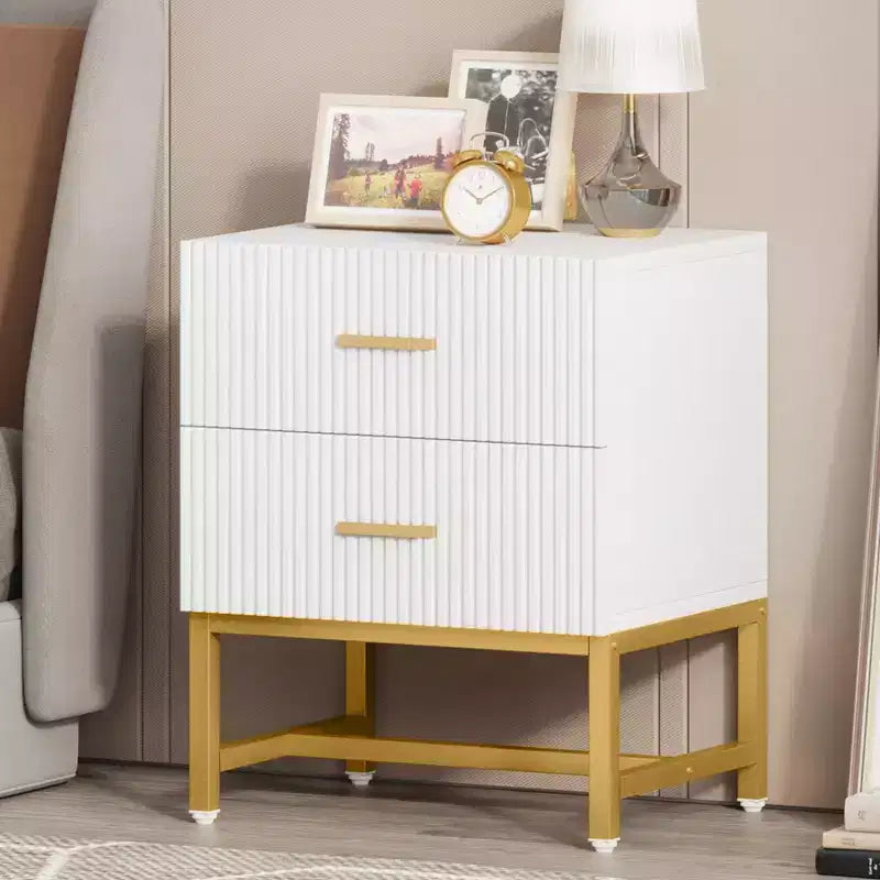 LITTLE TREE Nightstand Modern Fluted White