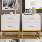 LITTLE TREE Nightstand Modern Fluted White