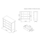Fichte Transitional 3 Drawer Faux Marble Dresser White Marble - miBasics: Elegant Storage, MDF & Particle Board Construction