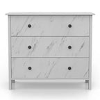 Fichte Transitional 3 Drawer Faux Marble Dresser White Marble - miBasics: Elegant Storage, MDF & Particle Board Construction