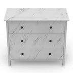 Fichte Transitional 3 Drawer Faux Marble Dresser White Marble - miBasics: Elegant Storage, MDF & Particle Board Construction