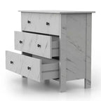 Fichte Transitional 3 Drawer Faux Marble Dresser White Marble - miBasics: Elegant Storage, MDF & Particle Board Construction