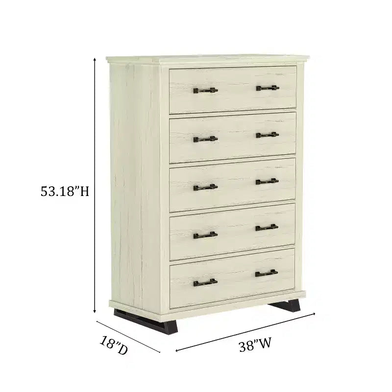 Festivo 2pz Cassettiera Contemporanea a 9 Cassetti e Comodino a 5 Cassetti da 38" Set Bianco Sporco Effetto Segato: Mobile Contenitore per Camera da Letto con Montaggio da Adulti Richiesto