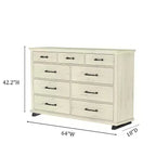 Festivo 2pz Cassettiera Contemporanea a 9 Cassetti e Comodino a 5 Cassetti da 38" Set Bianco Sporco Effetto Segato: Mobile Contenitore per Camera da Letto con Montaggio da Adulti Richiesto
