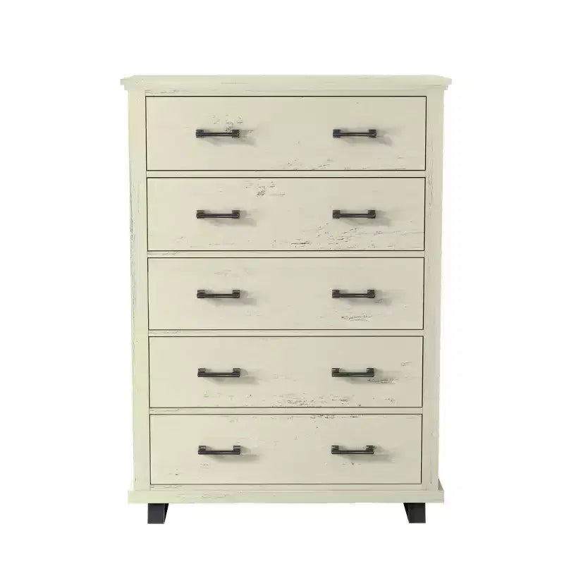 Festivo 2pz Cassettiera Contemporanea a 9 Cassetti e Comodino a 5 Cassetti da 38" Set Bianco Sporco Effetto Segato: Mobile Contenitore per Camera da Letto con Montaggio da Adulti Richiesto