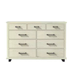 Festivo 2pz Cassettiera Contemporanea a 9 Cassetti e Comodino a 5 Cassetti da 38" Set Bianco Sporco Effetto Segato: Mobile Contenitore per Camera da Letto con Montaggio da Adulti Richiesto