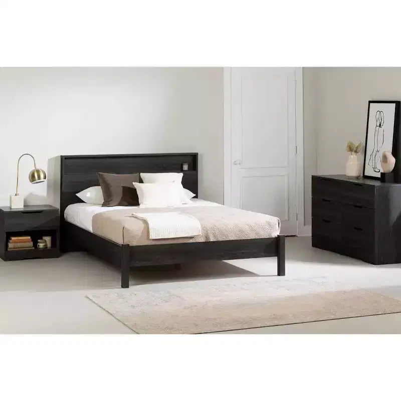 South Shore Fynn 6 Drawer Double Dresser Gray Oak: Laminated Particle Board, 5-Year Warranty, Anti-Tip Hardware