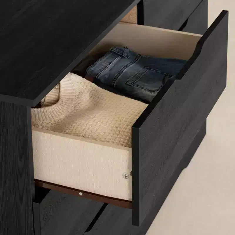 South Shore Fynn 6 Drawer Double Dresser Gray Oak: Laminated Particle Board, 5-Year Warranty, Anti-Tip Hardware