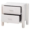 Baxton Studio Laria Teddy Bear Fabric 2 Drawer Nightstand White
