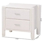 Baxton Studio Laria Teddy Bear Fabric 2 Drawer Nightstand White