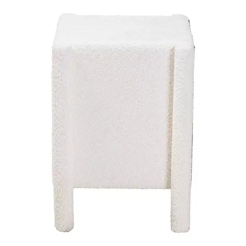 Baxton Studio Laria Teddy Bear Fabric 2 Drawer Nightstand White