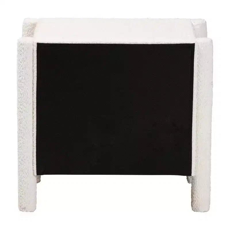 Baxton Studio Laria Teddy Bear Fabric 2 Drawer Nightstand White