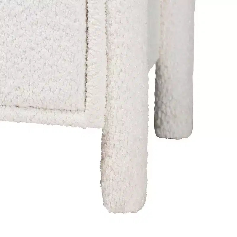 Baxton Studio Laria Teddy Bear Fabric 2 Drawer Nightstand White