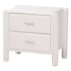 Baxton Studio Laria Teddy Bear Fabric 2 Drawer Nightstand White