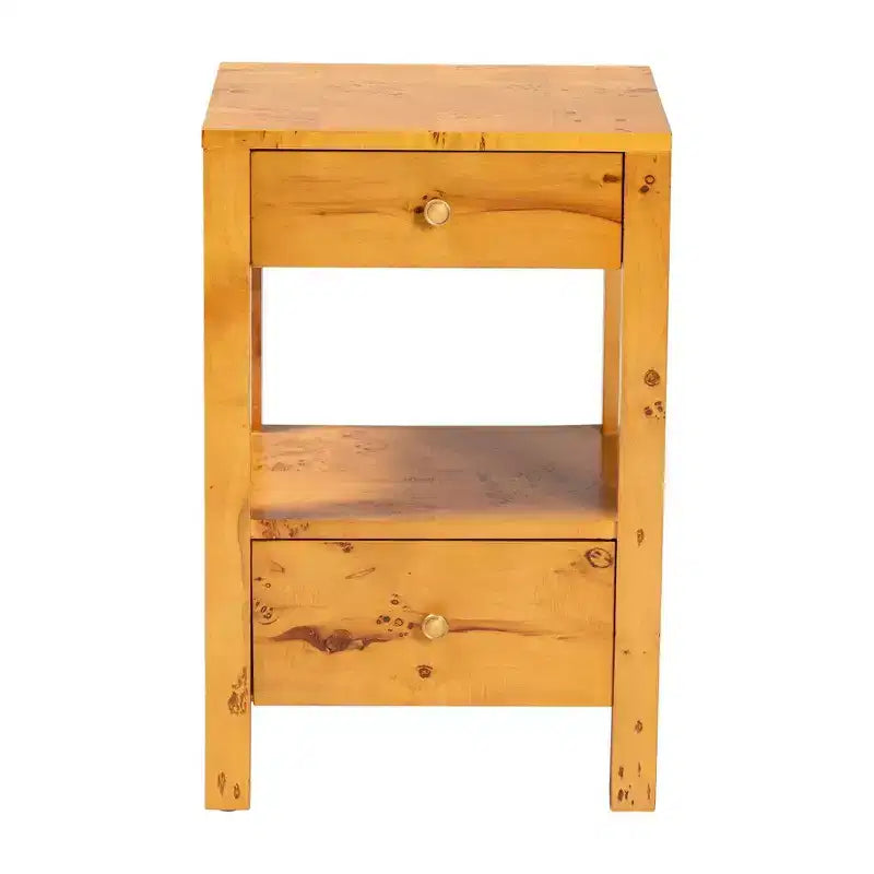 bali & pari Azmi Wood 2 Drawer Nightstand Light Mappa Burl