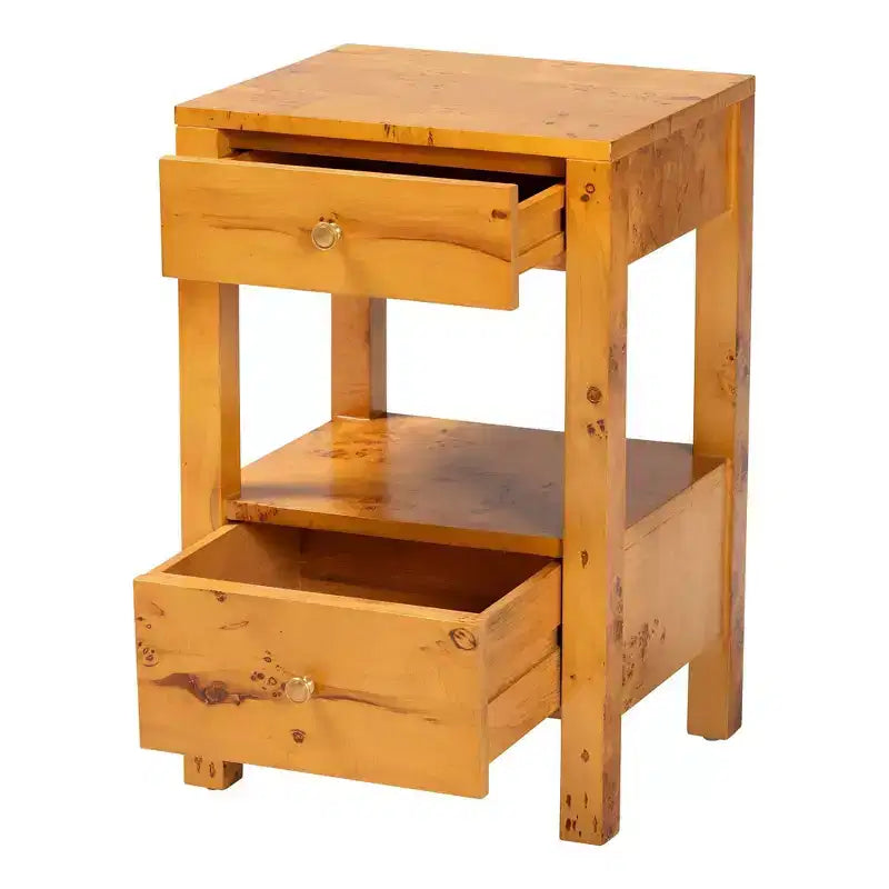 bali & pari Azmi Wood 2 Drawer Nightstand Light Mappa Burl