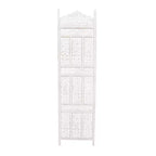 The Urban Port Aesthetically Carved 4 Panel Wooden Partition Screen/Room Divider Distressed White