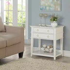 Comfort Pointe Clara Nightstand White: Recessed Top, 2 Drawers, Open Shelf, Painted MDF, Wood Frame
