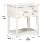 Comfort Pointe Clara Nightstand White: Recessed Top, 2 Drawers, Open Shelf, Painted MDF, Wood Frame